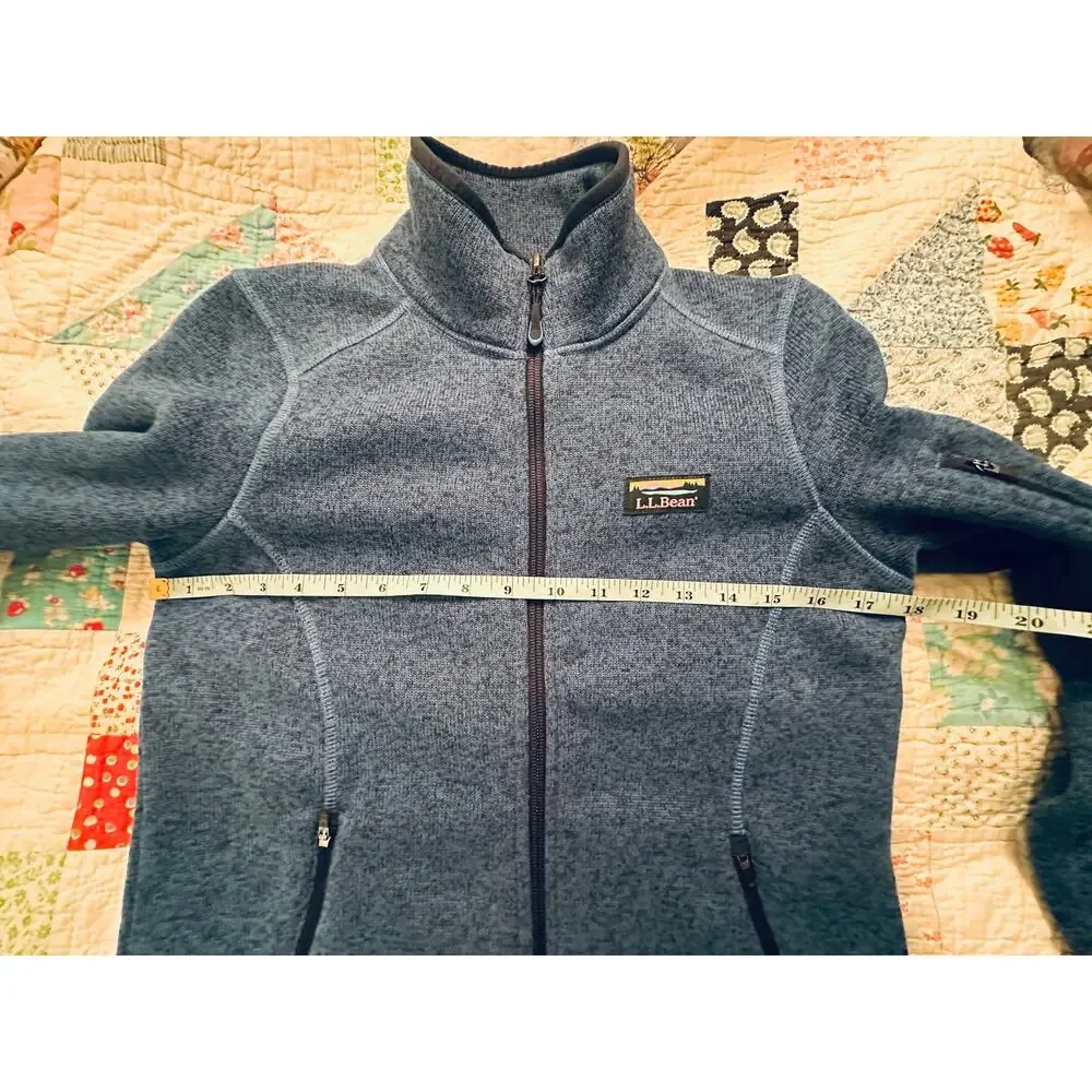 LL BEAN SWEATER FLEECE FULL ZIP JACKET SEABOARD BLUE XS